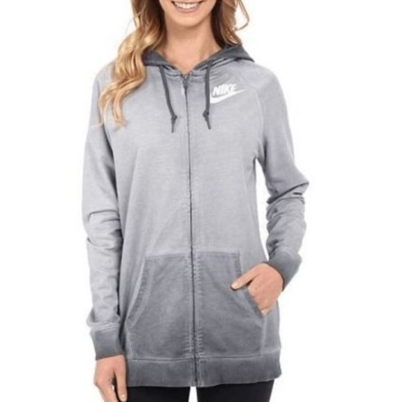 Nike gray Dipped Tie-Dye Faded Dipped Hoodie Zip-Up jacket size medium - Picture 1 of 11